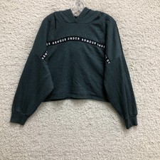 Under Armour Hoodie Large Adult Green Loose Cropped Pullover Sweatshirt Womens L