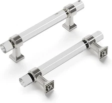Hickory Hardware Cabinet Pull 5 1/2 In. Crysacrylic w/ Polished Nickel 10 PACK