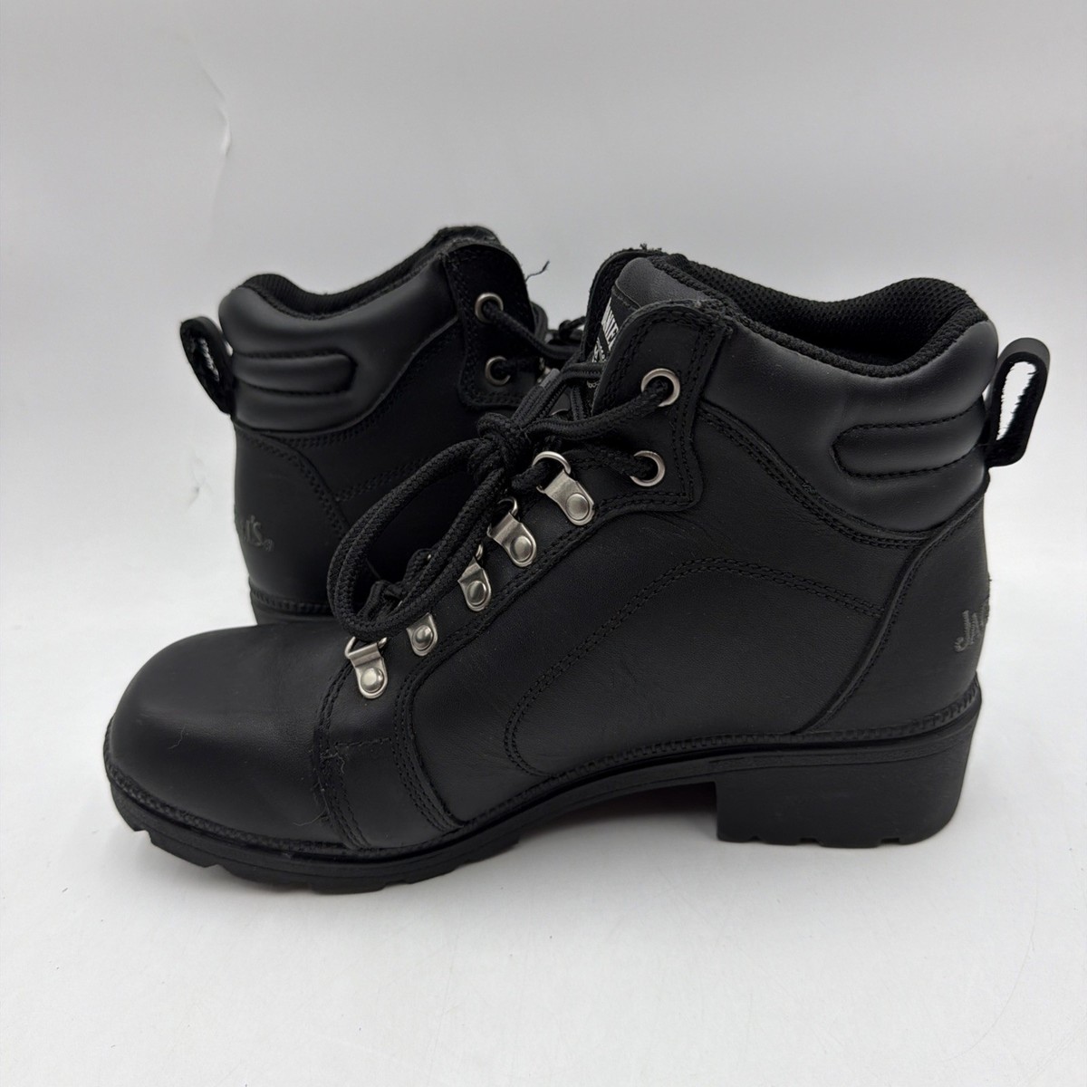 Jack Daniels Whiskey Mens Size 9 Lace Up Black Leather Biker Boots