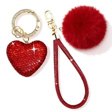 Heart Keychain Red Keychain Bag Charms Bling Keychains for Women Girls