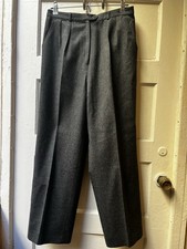 Vintage 80s Wool Pants Womens 10 Gray Pleated Office Work Business Quiet Luxury