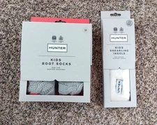 Hunter Kids Original Tall BS 6 Stitch Cable Boot Socks Slipper Liner + Insoles M