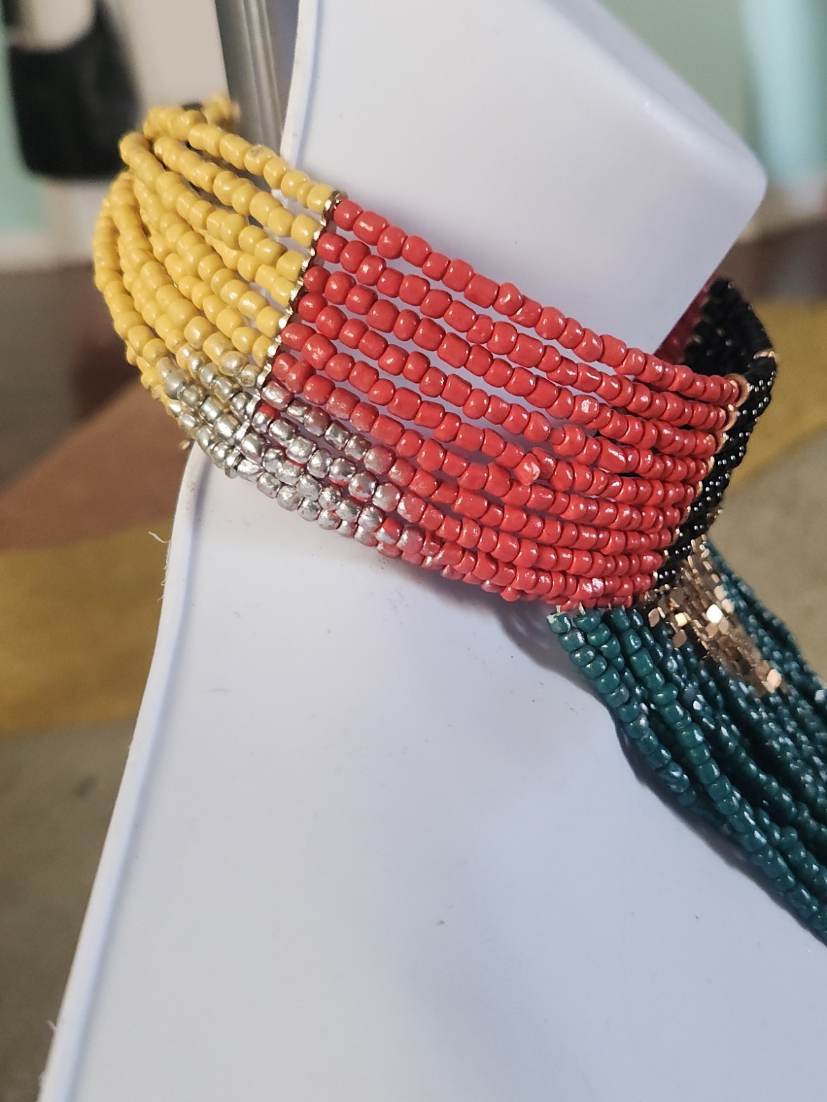 Beaded Dangle Choker Collar Statement Necklace Mu… - image 3