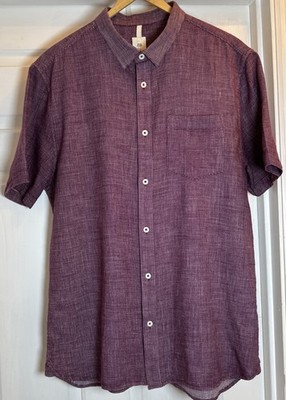 River Island Purple Check Short Sleeve Button Down Shirt Mens Size Large Beach