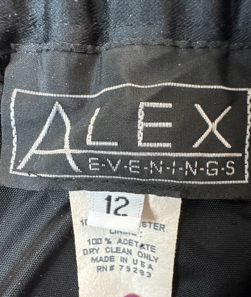 Alex Evenings Women's Skirt Maxi Black Satin Lined Back Zip Front Slit Size 12 - Image 3 of 3