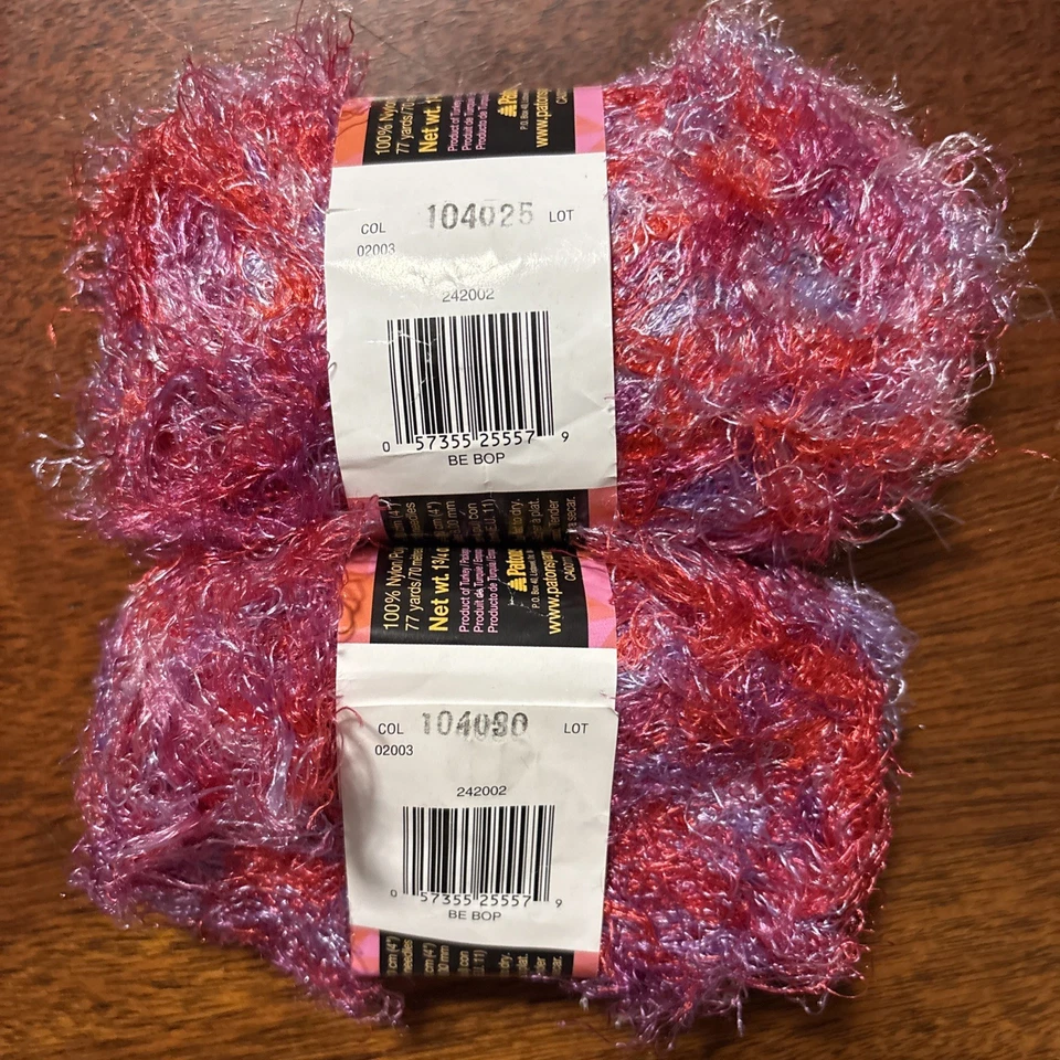 2 Skeins Patons Cha Cha Yarn Nylon BeBop Pink Purple - Image 2 of 4