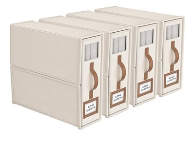 4 Pack foldable Bed Sheets Set Organizer & Storage King & Queen Size Closet Orga