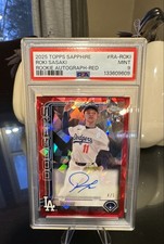 2025 Topps Chrome Sapphire Rookie Autographs Roki Sasaki Red /5 (AU, RC)