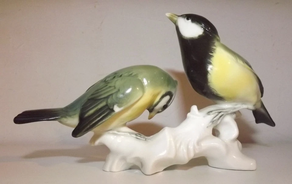 couple d' oiseaux,mésange, Porcelaine de Saxe, KARL ENS, TRES BON ETAT - Photo 4/4
