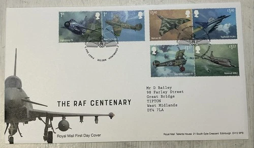 GB QEII 2018 RAF Centenary Pairs Royal Mail FDC RAF Wings Tallents House SHS