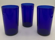 VTG Libbey MCM Cobalt Blue Juice Glasses Rounded Bottom 6 Ounce Set of 3 USA