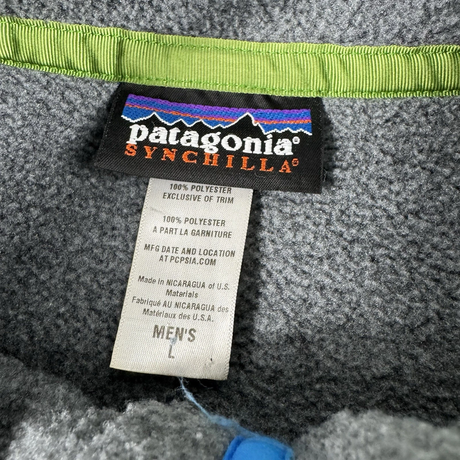patagonia blue tipped synchilla t snap fleece hoodie