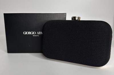 GIORGIO ARMANI Beauty Luxury Evening Clutch Mini Purse Black & Gold Hard Case 