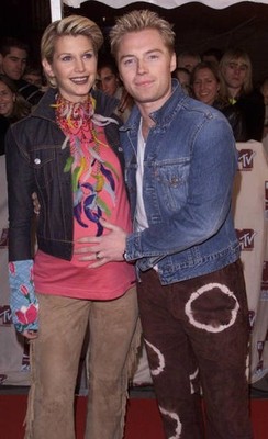 pop star Ronan Keating of pop group Boyzone wife arrive at Mtv Eur- Old Photo