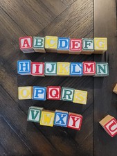 1978 PLAYSKOOL Alphabet Blocks Letter Wood Wooden Blocks 29 blocks
