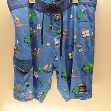 Maui Sons Blue Mens Size XL 38" Hawaiian Swim Trunks Pool Board Shorts Pockets