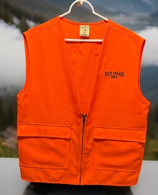 Mens Neon Orange fishing Vest S/P Red Head water resistant light weight