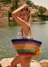 SEZANE Felicie Basket in Multicolored Raffia ...