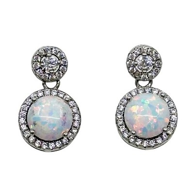 sterling silver opal & cubic zirconia earrings - GM670