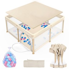 Foldable Baby Playpen for Babies and Toddlers, 50x50 Inch Portable Play Yard,...