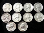 Lot of 10 - Washington Silver Quarters Circulated -  1941-1964 - P&D   A81