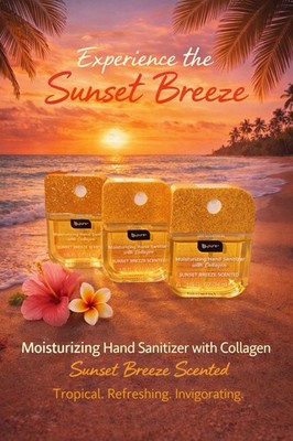 Lot of 3 B-Pure Moisturizing Hand Sanitizers with Collagen- Sunset Breeze Scent