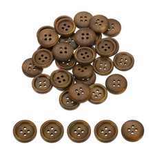 50Pcs Wooden Buttons 20mm 4 Hole Round Wood Sewing Button, Brown