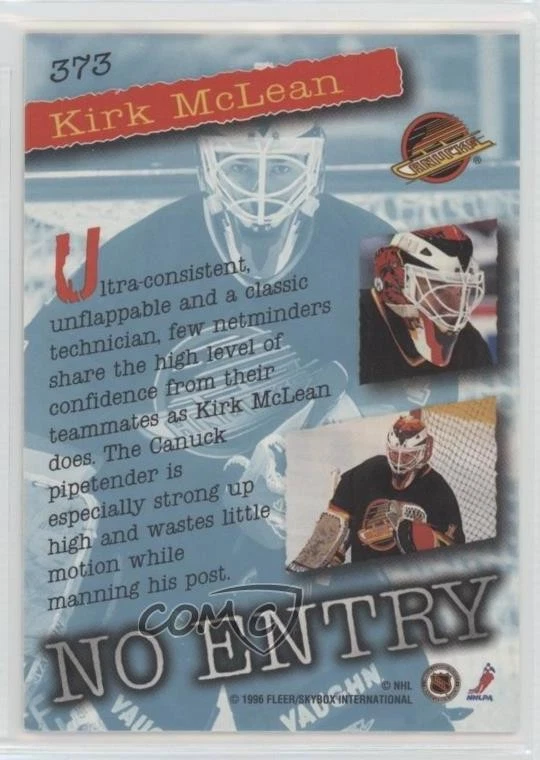 1995-96 Fleer Ultra No Entry Kirk McLean #373 - Image 2 of 2