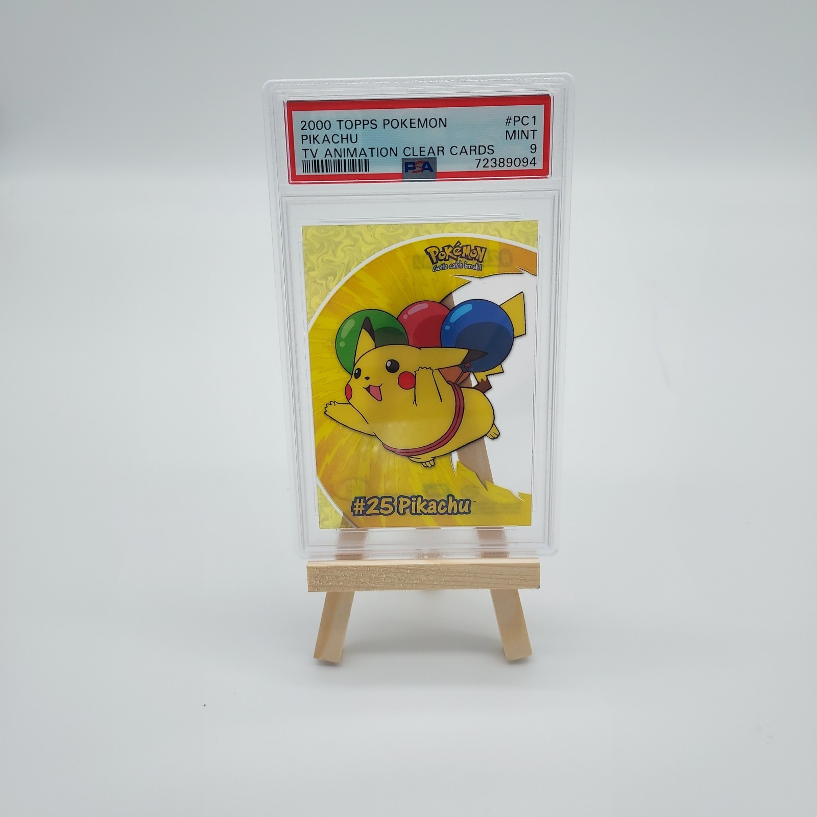 2000 Topps Pokemon TV #PC1 Pikachu Clear Card Animation Series 2 PSA 9 MINT