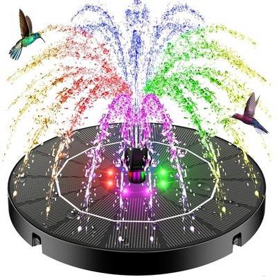 Solar Springbrunnen 3.5W mit 8 LED-Leuchten, Batterie, 8 Düsen, Teichpumpe, G...
