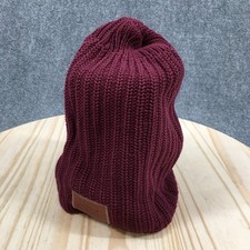 Love Your Melon Beanie Mens One Size Marroon Knitted Cuffed Winter Hat Cotton