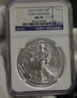 2012 US Silver Eagle $1 NGC MS70 Early Release Blue Label