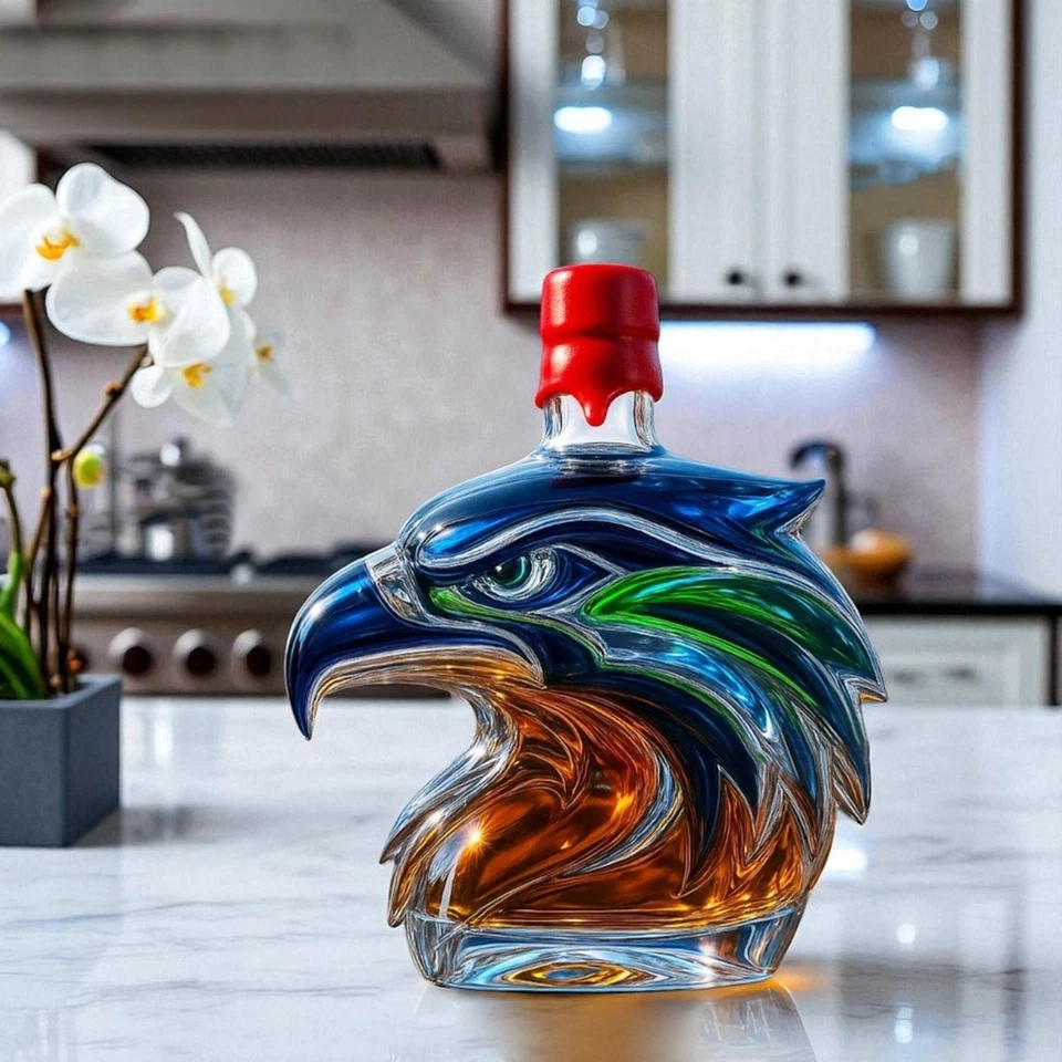 Botella de whisky Eagle, jarra de vidrio 3D, contenedor de vino multifuncional Foto 3 de 4