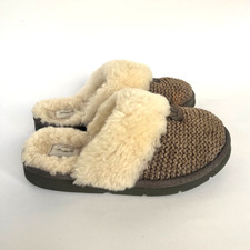 UGG Cozy Knit Slippers Womens 7 EU 38 Brown Shearling Lined Slip On Comfort