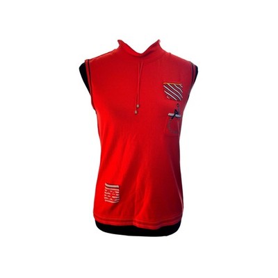 Elegance Sports Paris Womens Red Sleeveless Mock Neck Knit Top Graphic Pockets