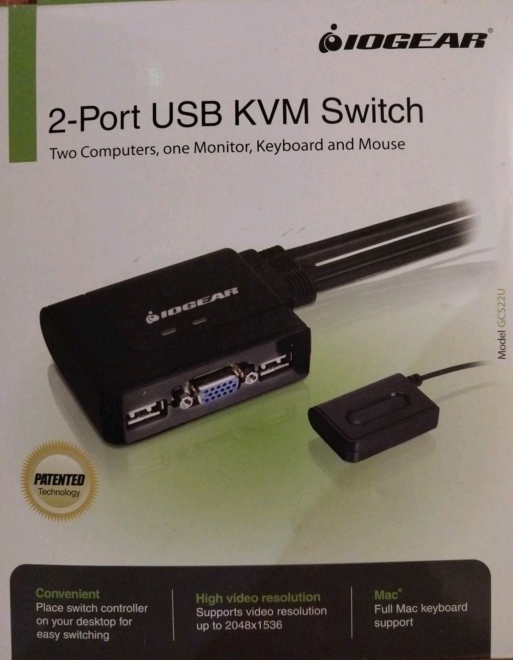  IOGEAR GCS22U 2-Port USB KVM Switch New