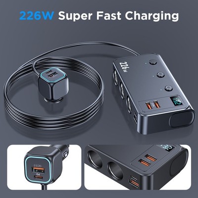 12V 24V Auto LKW KFZ-Adapter 3 Fach Zigarettenanzünder Verteiler 3 USB Steckdose