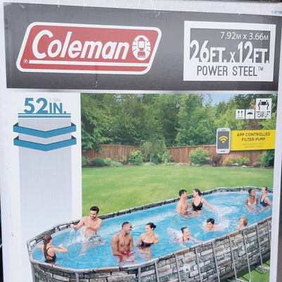 #ad Coleman Power Steel 26’ x 12’ x 52” Oval Above Ground Swimming Pool w wifi Pump $2000.00