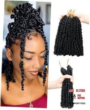 Pre-looped Passion Twist Crochet Hair Extensions,Crochet 10 Inch Pack of 8 1B