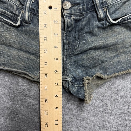 AllSaints Spitalfields Jean Shorts Womens 26 Blue Hotpants Raw Hem Low Rise - Picture 6 of 7