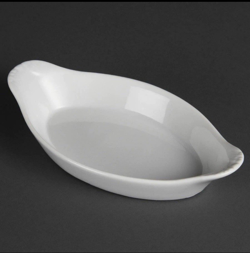 6x Olympia Whiteware ovale Ohrenschalen 204 mm weiß Porzellan Serviergeschirr