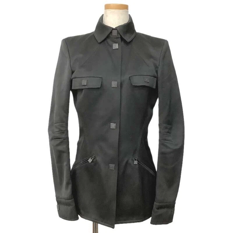 CHANEL Sports Line COCO MARK Giacca Bottoni Quadrati Blusa Donna 36 Nero Cotone