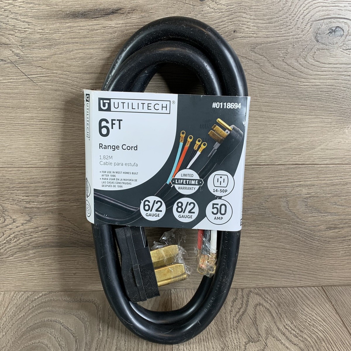 Utilitech 6ft Range Cord 6/2 & 8/2 Gauge 50 Amp 4-Wire/Prong