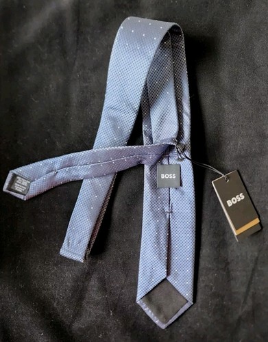 HUGO BOSS BLACK LABEL SILK TIE BLUE /WHITE MADE IN ITALY#50480124-NWT - Picture 6 of 8