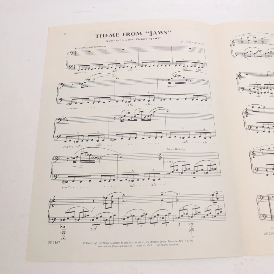 Partituras de piano de película Theme from Jaws 1975 música de duquesa Foto 3 de 4