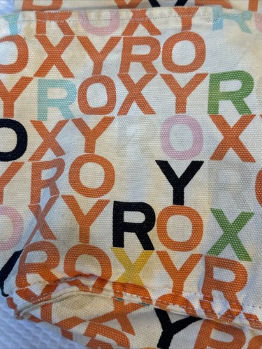 ROXY Preloved Orange Colorful Purse Canvas Tote Bag Women Surfer Roxy Skater - Picture 11 of 15