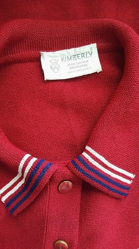 Chaqueta tejida Kimberly vintage talla L rojo negro blanco traje para mujer cárdigan 10 12 - Imagen 5 de 6