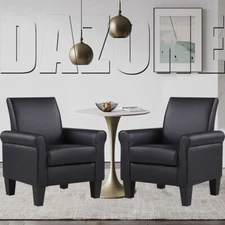 Modern Faux Leather Accent Single Sofa Arm Chair Livingroom Comfy Club Chair NEW