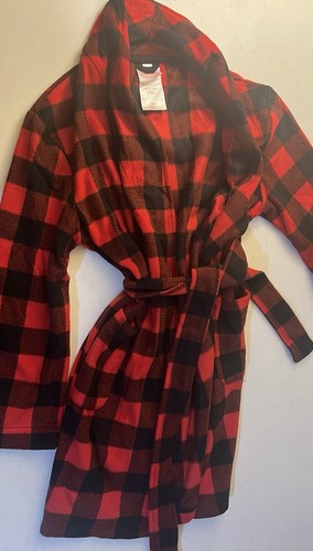 WONDERshop Unisex Kids Pajama Set Pants & Robe Red Plaid Holiday Sleepwear - Picture 10 of 11
