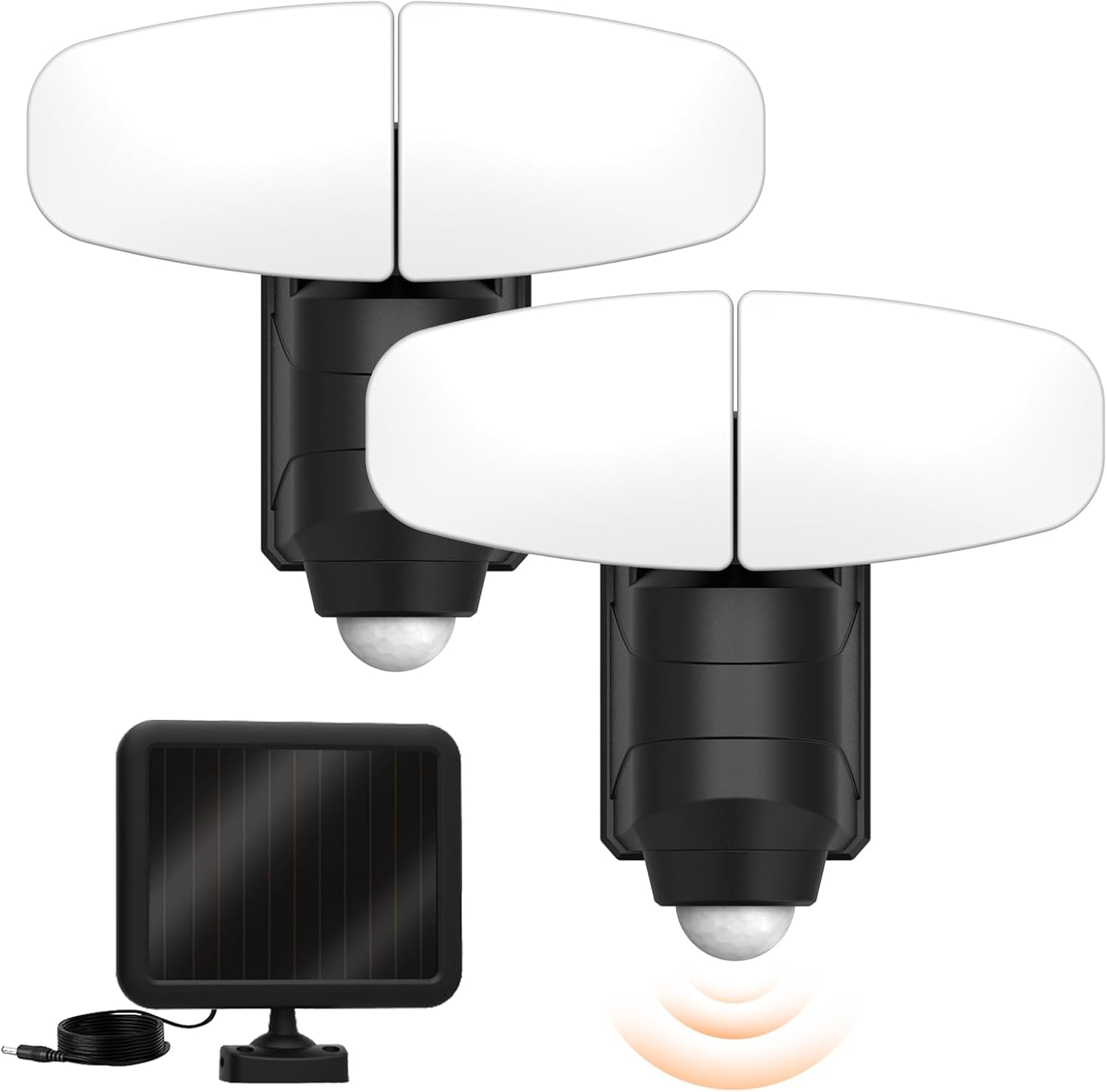 Solar Motion Sensor Outdoor Light, Black, 1000LM 80 LED, Modern Style, IP65 Wate